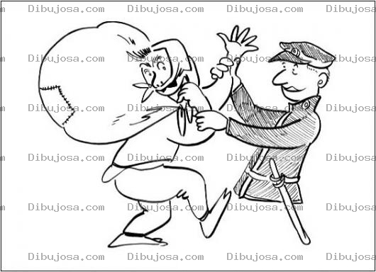 Dibujo para colorear Dibujo D Eun Ladron Capturado Robando