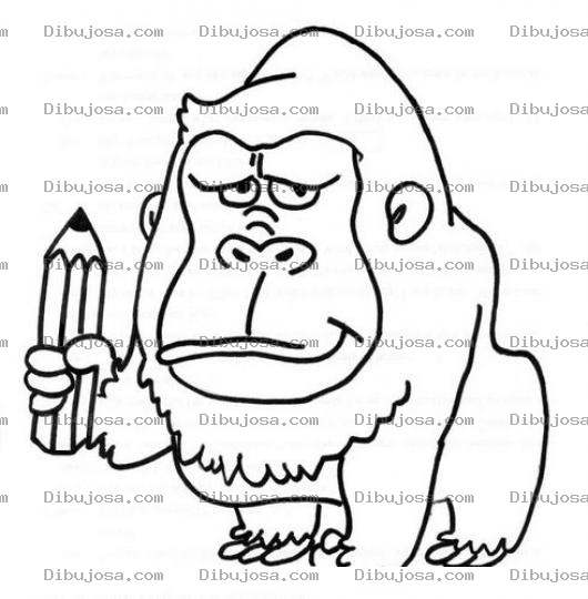 Dibujo para colorear Dibujo De Gorila Con Lapiz Para Pintar Y Colorear