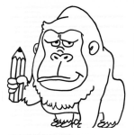 Dibujo para colorear Dibujo De Gorila Con Lapiz Para Pintar Y Colorear
