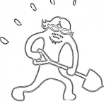 Dibujo para colorear Dibujo De Un Hombre Trabajando Con Una Pala Para Pintar Y Colorear