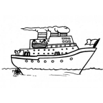 Dibujo para colorear Dibujo De Un Barco En El Mar Para Pintar Y Colorear