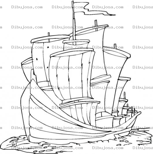 Dibujo para colorear Dibujo De Un Barco De Velas Para Pintar Y Colorear
