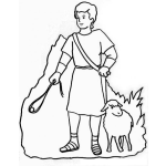 Dibujo para colorear Dibujo De David Con Una Oveja Para Pintar Y Colorear