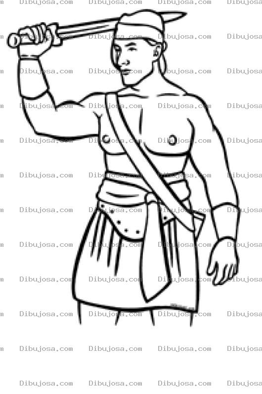 Dibujo para colorear Dibujo De Goliat Con Espada Para Pintar Y Colorear