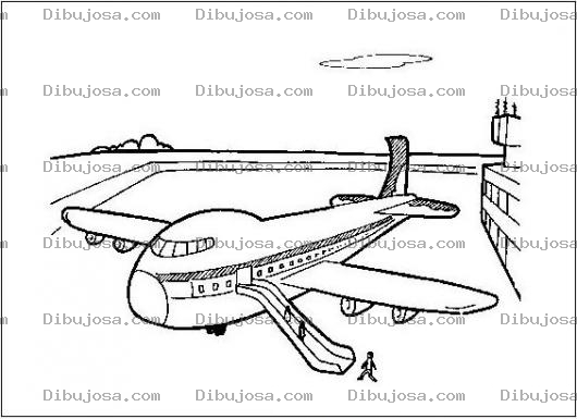 Dibujo para colorear Dibujo De Avion En Aeropuerto Para Pintar Y Colorear