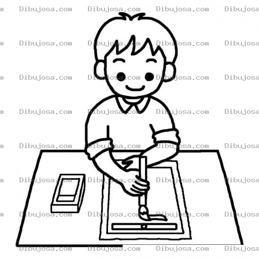 Dibujo para colorear Dibujo De Un Nino Pintando Con Un Pincel Para Pintar Y Colorear