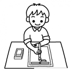 Dibujo para colorear Dibujo De Un Nino Pintando Con Un Pincel Para Pintar Y Colorear