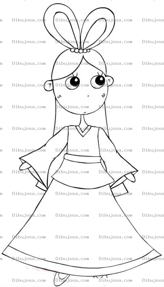 Dibujo para colorear Princesita Con Orejas De Conejo Para Pintar Y Colorear