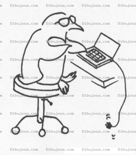 Dibujo para colorear Dibujo De Pinguino Con Laptop Con Sistema Linux Para Pintar Y Colorear