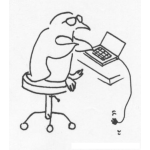 Dibujo para colorear Dibujo De Pinguino Con Laptop Con Sistema Linux Para Pintar Y Colorear