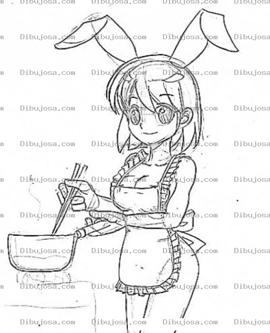 Dibujo para colorear Dibujo De Conejita Cocinando Para Pintar Y Colorear