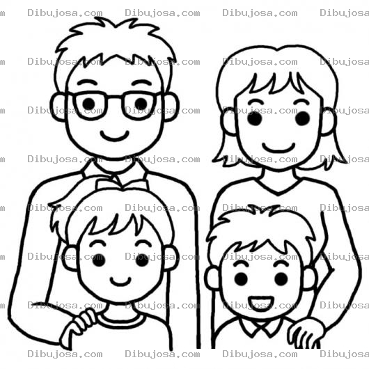 Dibujo para colorear Foto Familiar Dibujo De Una Familia De 4 Integrantes Para Pintar Y Colorear Papa Mama Hija E Hijo