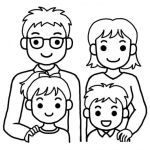 Dibujo para colorear Foto Familiar Dibujo De Una Familia De 4 Integrantes Para Pintar Y Colorear Papa Mama Hija E Hijo