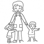 Dibujo para colorear Dibujo De Mama Soltera Con Dos Hijos Para Pintar Y Colorear Nena Mama Y Nene
