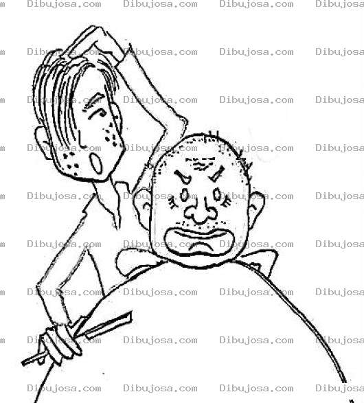 Dibujo para colorear Dibujo De Estilista Cortandole El Pelo A Un Calvo Para Pintar Y Colorear Peluquero Rasurando A Un Pelon