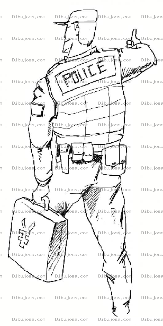 Dibujo para colorear Dibujo De Policia Con Maletin Para Pintar Y Colorear