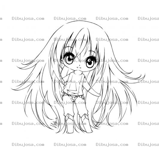 Dibujo para colorear Chiquilla De Pelo Largo Para Pintar Y Colorear