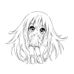 Dibujo para colorear Chiquilla De Pelo Largo Para Pintar Y Colorear