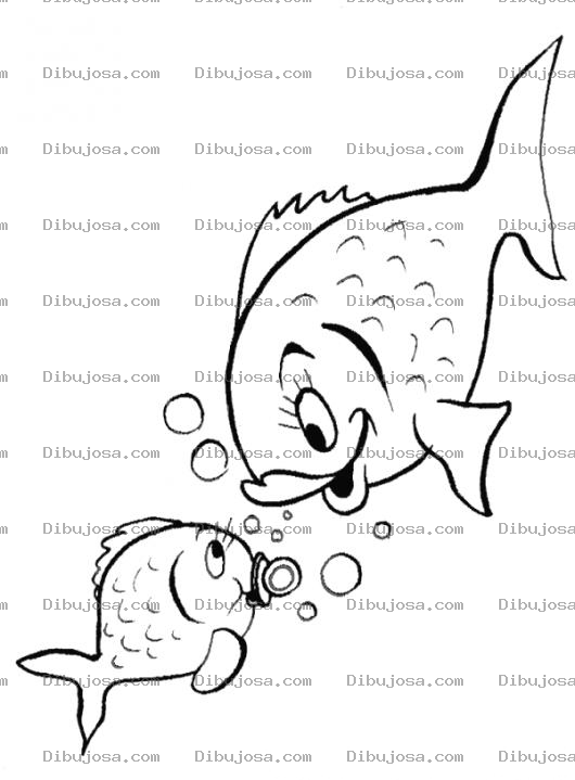 Dibujo para colorear Dibujo De Mama Pez Con Su Bebe Pecesito Para Pintar Y Colorear Pescada Con Su Hijo