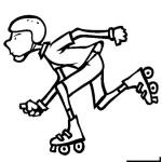 Dibujo para colorear Dibujo De Un Patinador Con Patines De Ruedas Para Pintar Y Colorear