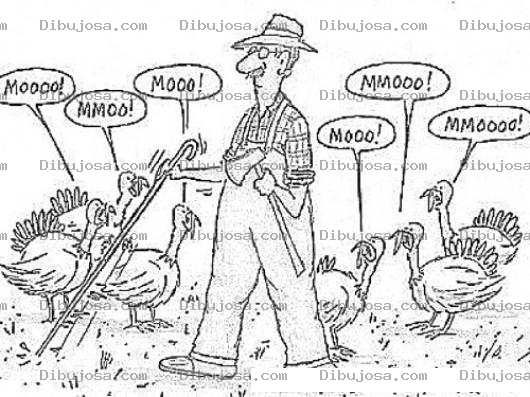 Dibujo para colorear Granjero Ciego Buscando Pavos Para Matar
