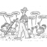 Dibujo para colorear Granjero Ciego Buscando Pavos Para Matar