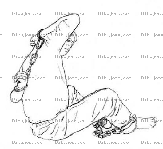 Dibujo para colorear Dibujo De Prisionero Engrilletado Y Torturado Para Pintar Y Colorear