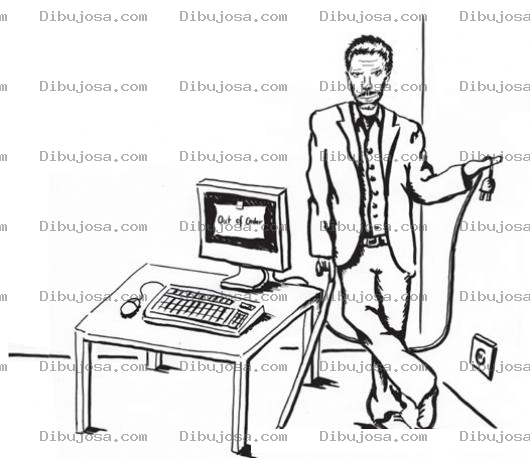 Dibujo para colorear Dibujo De Profesor De Computacion Con Baston Para Pintar Y Colorear