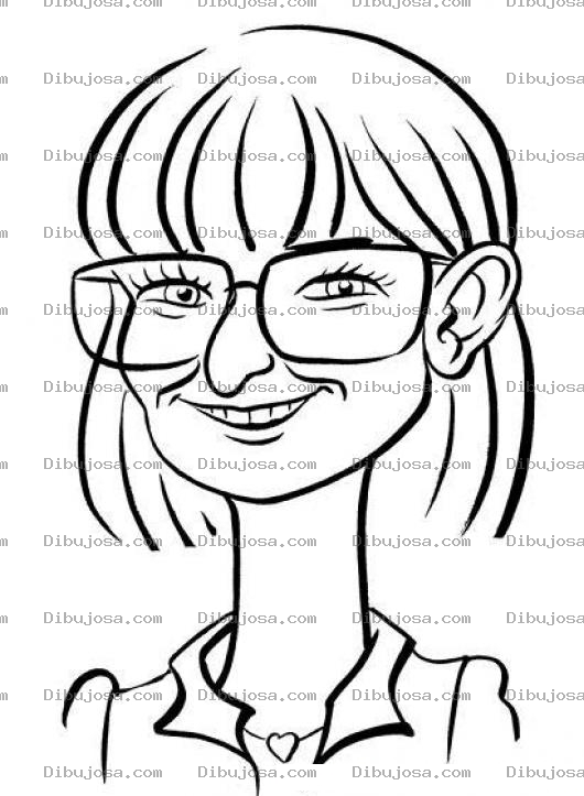 Dibujo para colorear Rubia Con Lentes Y Pelo Corto Para Pintar Y Colorear