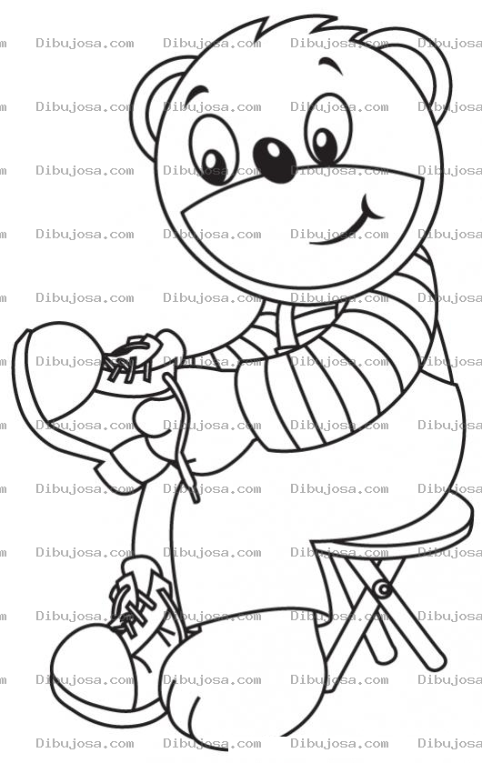 Dibujo para colorear Dibujo De Osito Poniendose Los Zapatos Para Pintar Y Colorear