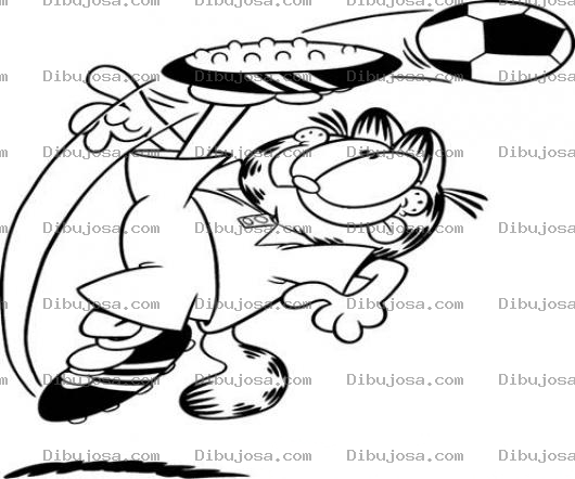 Dibujo para colorear Dibujo De Garfield Futbolista Para Colorear