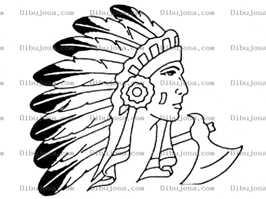 Dibujo para colorear Dibujo De Indio Piel Roja Con Hacha Para Pintar Y Colorear