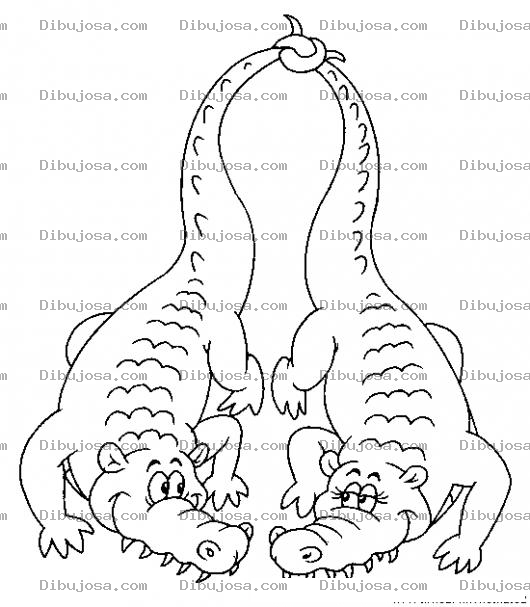 Dibujo para colorear Cocodrilos Enamorados Para Pintar Y Colorear Dibujo De Una Pareja De Lagartos