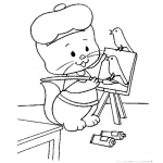 Dibujo para colorear Gatito Pintor Dibujo D Eun Gato Artista Pintando A Un Pajarito Al Oleo Para Pintar Y Colorear