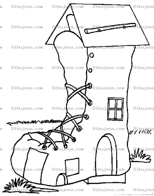 Dibujo para colorear Casabota Dibujo De Una Casa Con Forma De Bota Para Pintar Y Colorear Botacasa