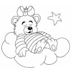Dibujo para colorear Dibujo De Osito Durmiendo Sobre Una Nube Para Pintar Y Colorear