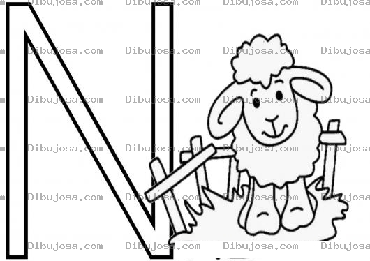 Dibujo para colorear Letra N Dibujo De La Letra Ene Para Pintar Y Colorear