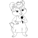 Dibujo para colorear Dibujo De Una Ardillita Con Vestido Cantando Para Pintar Y Colorear