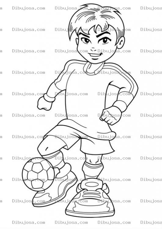 Dibujo para colorear Dibujo De Un Capitan De Futbol Para Pintar Y Colorear Muchacho Futbolista Con Pelota De Futbol