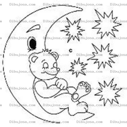 Dibujo para colorear Dibujo De Osito Durmiendo Sobre La Luna Para Pintar Y Colorear