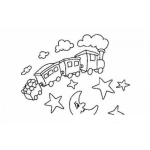Dibujo para colorear Dibujo De Un Trensito Sobre La Luna Y Las Estrellas Para Pintar Y Colorear