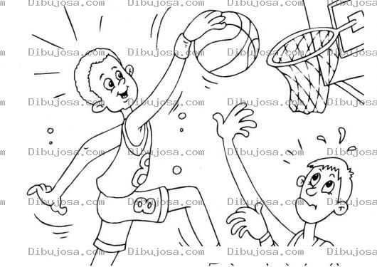 Dibujo para colorear Dibujo De Un Enceste De Basquetbol Para Pintar Y Colorear Una Clavada
