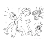 Dibujo para colorear Dibujo De Un Enceste De Basquetbol Para Pintar Y Colorear Una Clavada