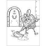 Dibujo para colorear Dibujo De Bob Esponja Trapeando Para Colorear A Bobesponja Con Trapeador