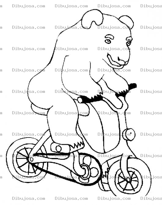 Dibujo para colorear Dibujo De Oso En Bicicleta Para Pintar Y Colorear