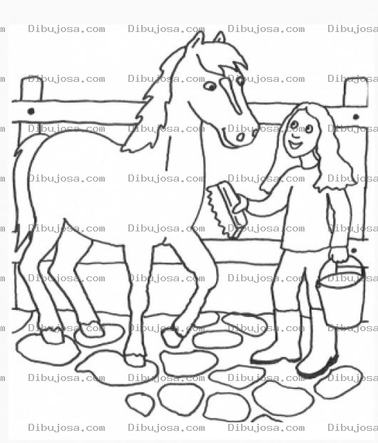 Dibujo para colorear Dibujo De Una Chica Con Su Caballo Para Pintar Y Colorear