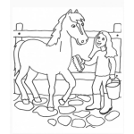 Dibujo para colorear Dibujo De Una Chica Con Su Caballo Para Pintar Y Colorear