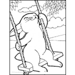 Dibujo para colorear Dibujo De Conejo En Columpio Para Pintar Y Colorear
