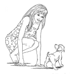 Dibujo para colorear Dibujo De Mujer Con Perrito Para Pintar Y Colorear
