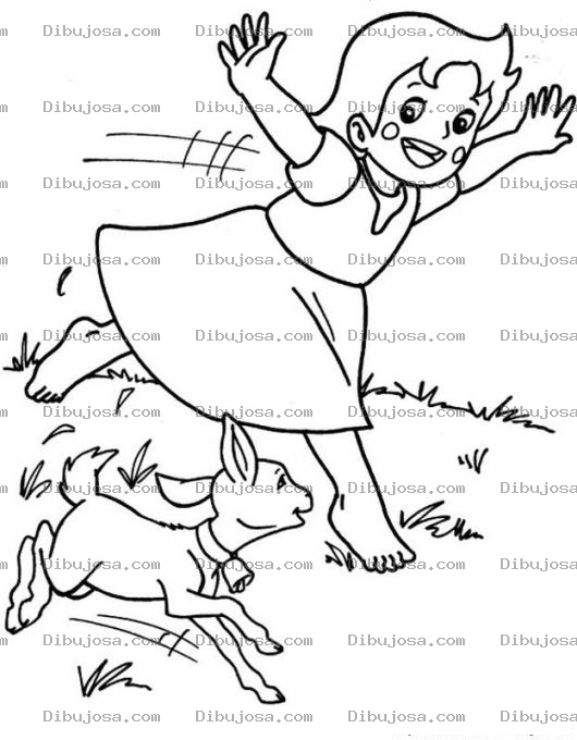 Dibujo para colorear Dibujo De Heidi Corriendo Con Un Cabrito Para Pintar Y Colorear